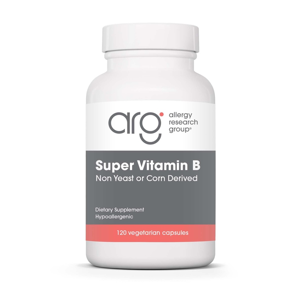 Alergie Výzkumná skupina Super vitamin B dodatek - B vitaminový komplex pro muže a ženy, s vitamínem B12 a B6, Vegetariánské kapsle - 120 Počet