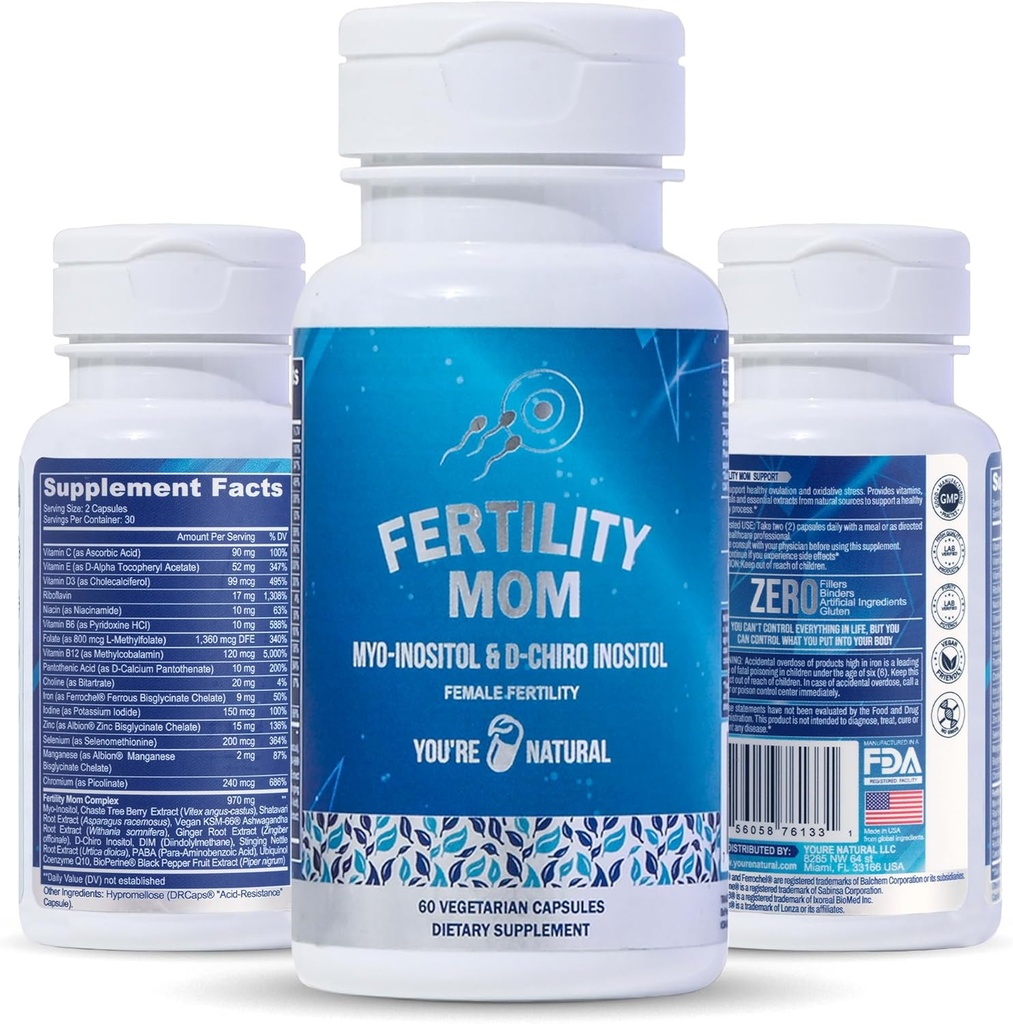 JSTE NATURAL Conception Fertility Vitamíny pro ženy - Prenatální vitamíny - Myo- Inositol, D- Chiro Inositol & Folát, Reguluje cyklus, Pomoc ovulace, Hormonální & ovariální podpora, Vitex, 30 denní zásobování