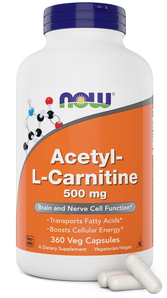 Foods Now Acetyl L Carnitin 500 mg, 360 Veg Kapsle - Non- GMO ACL 500 mg Kapsle