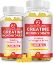 Creatine Gummy, 3g Creatin Monohydrát na jedno podání, Cukr Free Creatin Monohydrát Gummy pro růst svalů a sílu s 0, 5g kolagenu, 0, 2g BCAA, 60 Služební, Ananas Flavor, 2 balení