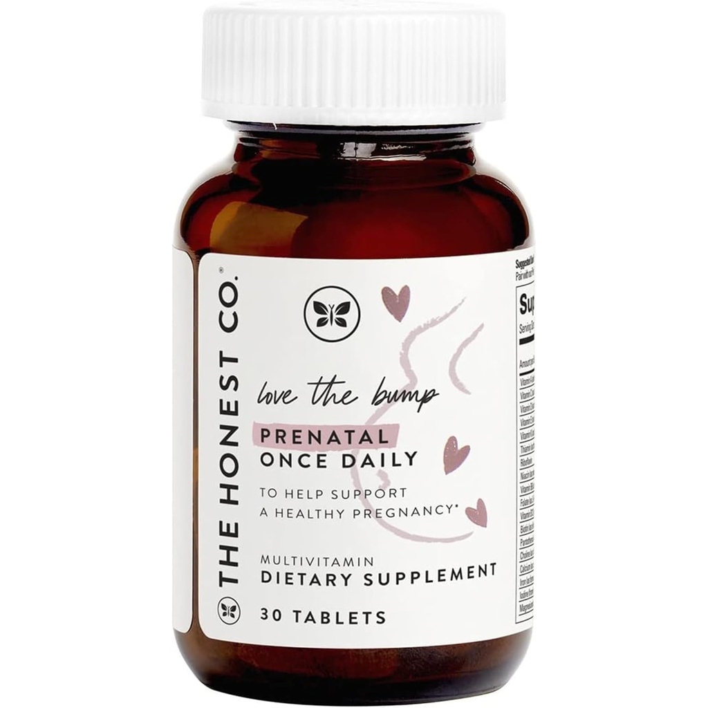 Poctivá společnost miluje Bump Prenatal jednou denně dodatek NSF Certified Non GMO Multivitamin 30 Count Tablety