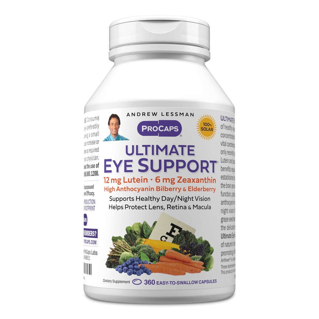 ANDREW LESSMAN Ultimate Eye Support 360 Softgels - 12mg Lutein, 6mg Zeaxanthin, Bilberry, Key Nudents to Support Eye Health and Promote Health Vision. Žádné přísady. Snadné pro polykání
