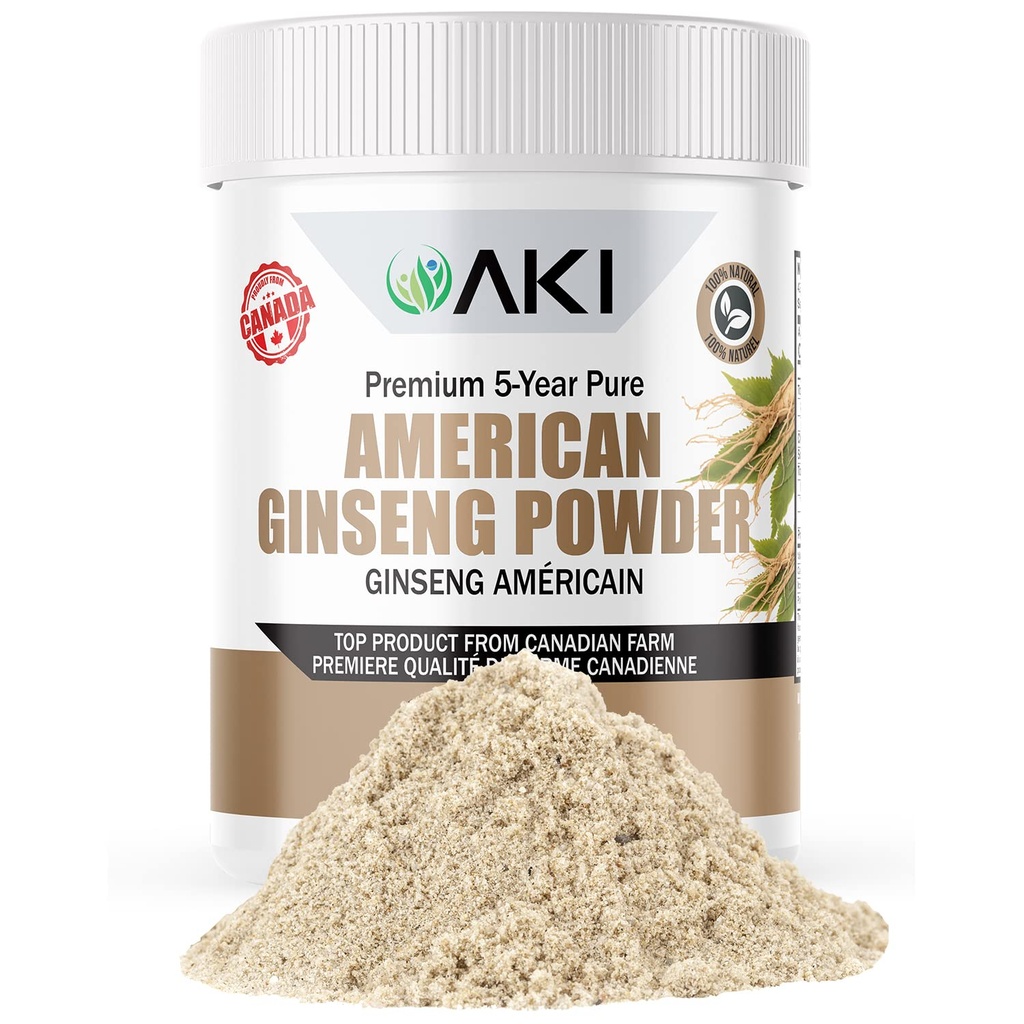 AKI American Ginseng Powder with 4% Ginsenosids - Ideální s kávou, nápoje jako Smoothies - Balení po 1 (1.5oz / 42.5g)