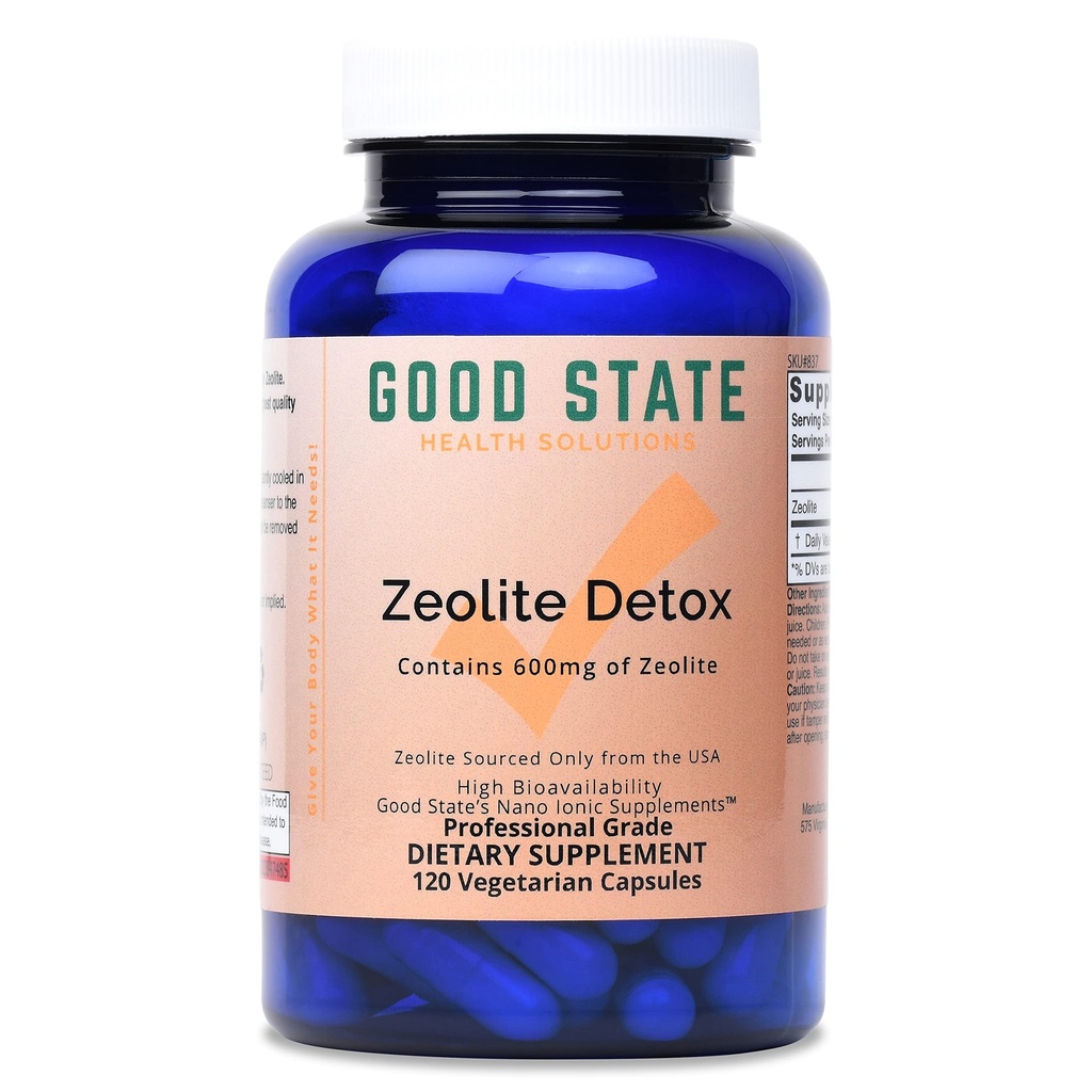 Dobrý stát CLAS124; Zeolit Detox dodatek Cloptilolit Kapsle pro dospělé a děti CLAS124; Optimální Absorpce Nano- Ionic Zeolite pro efektivní tělo Detox a Clearse CLAS124; 600 mg Každý servírování, 120 Veggie Caps