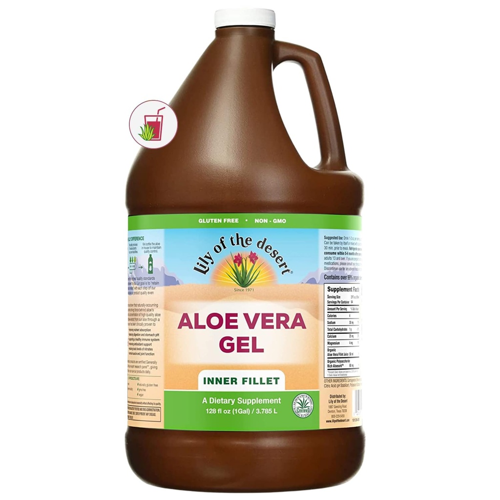 Lily of The Desert Aloe Vera Gel - Inner Filet Silnější Konzistence Aloe Vera Drink with Natural Vitamíny, Dědičné Enzymy pro Gut Health, Žaludek Relief, Wellness, Žhavá kůže, 128 Fl Oz