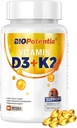 Vitamin D3 K2 s doplňkem MCT olej, Vitamin D3 5000 IU & K2 100MCG (MK7), podporuje imunitní, kosti a zuby zdraví - gluten zdarma Non- GMO - 30 Softgels
