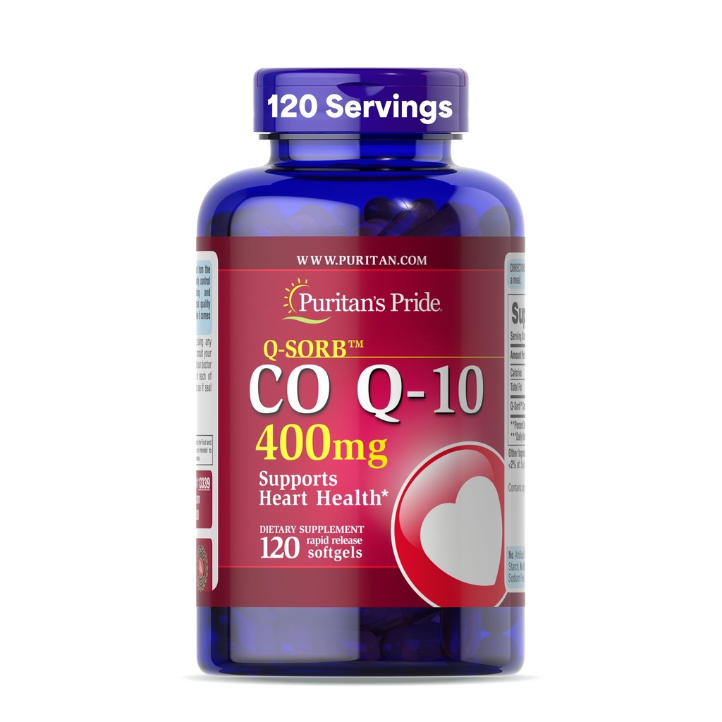 Puritan 's Pride Coenzym CoQ10 400mg, Dietní dodatek pro srdeční zdraví, krevní tlak, orální guma zdraví, a zdravé stárnutí podpora, 120 denní dodávky, rychlé uvolnění Softgels