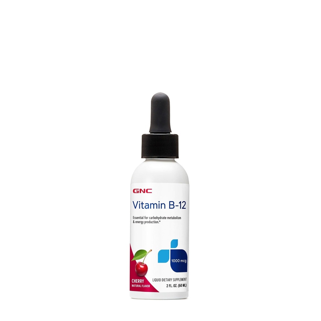 GNC Vitamin B-12 1000mcg - Cherry, podporuje výrobu energie, 60 Služeb