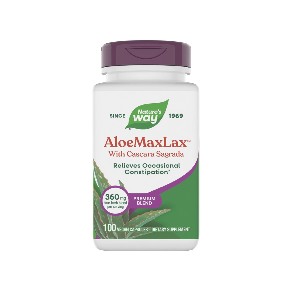 Příroda 's Way AloeMaxLax s Cascara Sagrada, příležitostná zácpa Relief *, 100 Vegan Kapsle