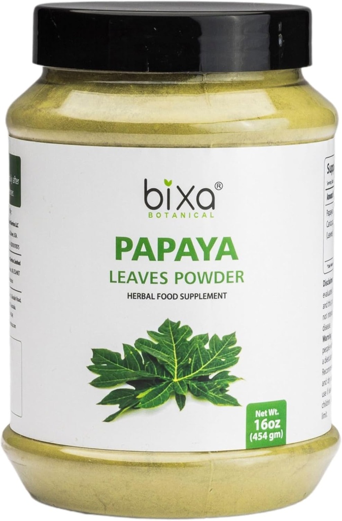 bixa BOTANICAL Papaya Leaf Powder 124; Carica Papaya CLANE124; 1 Pound / 16 OZ CLANE124; Ayurvedic Herbal dodatek CLANE124; Gluten Free, Non- GMO, Steam Treated, Vegan, 100% čisté.