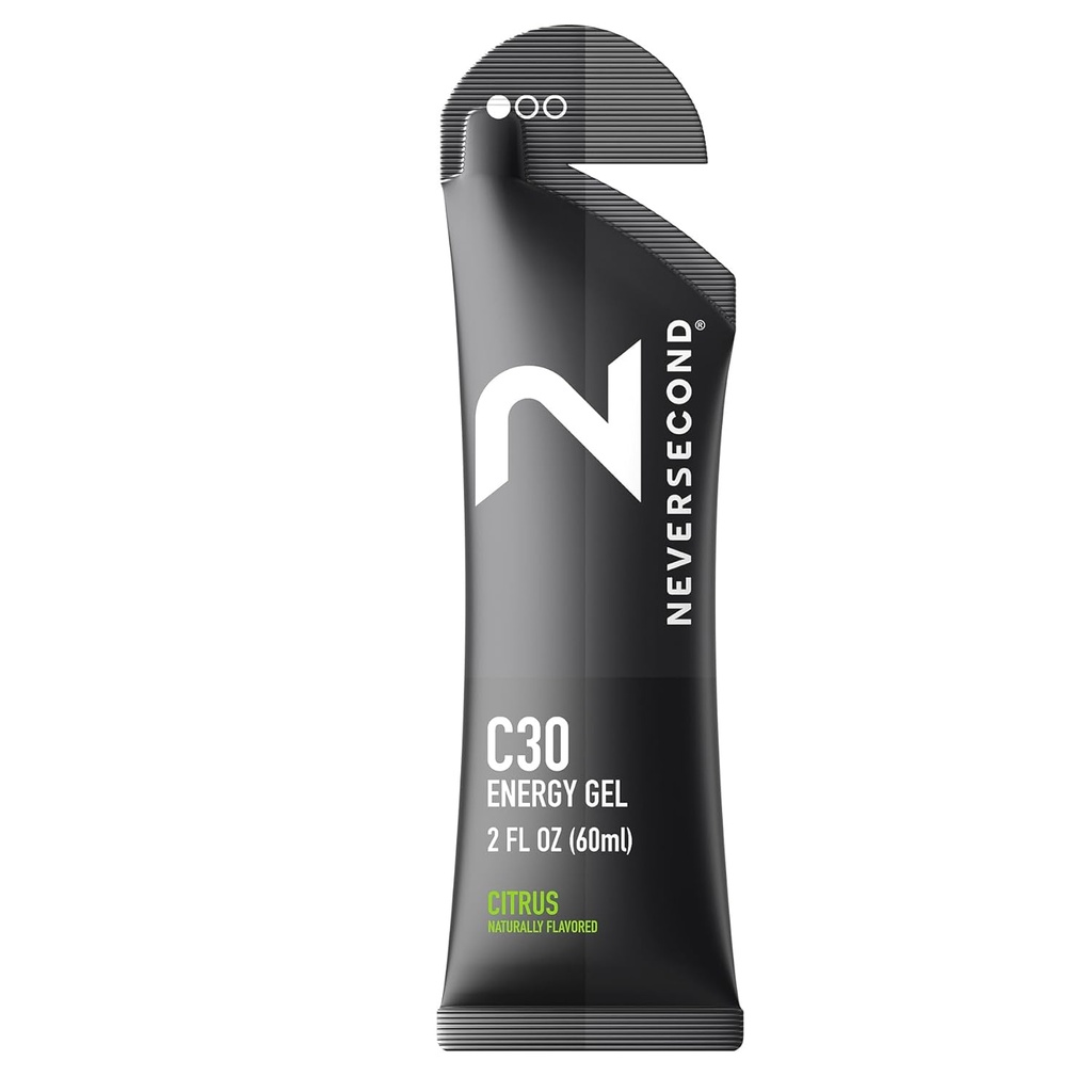 Neversecond C30 Energy Gel, Performance Nutrition & Hydration, Never2 Energy Gel for Ultra Triatlons, Cycling & Marathons (Citrus Flavor, 12- Count Pack)