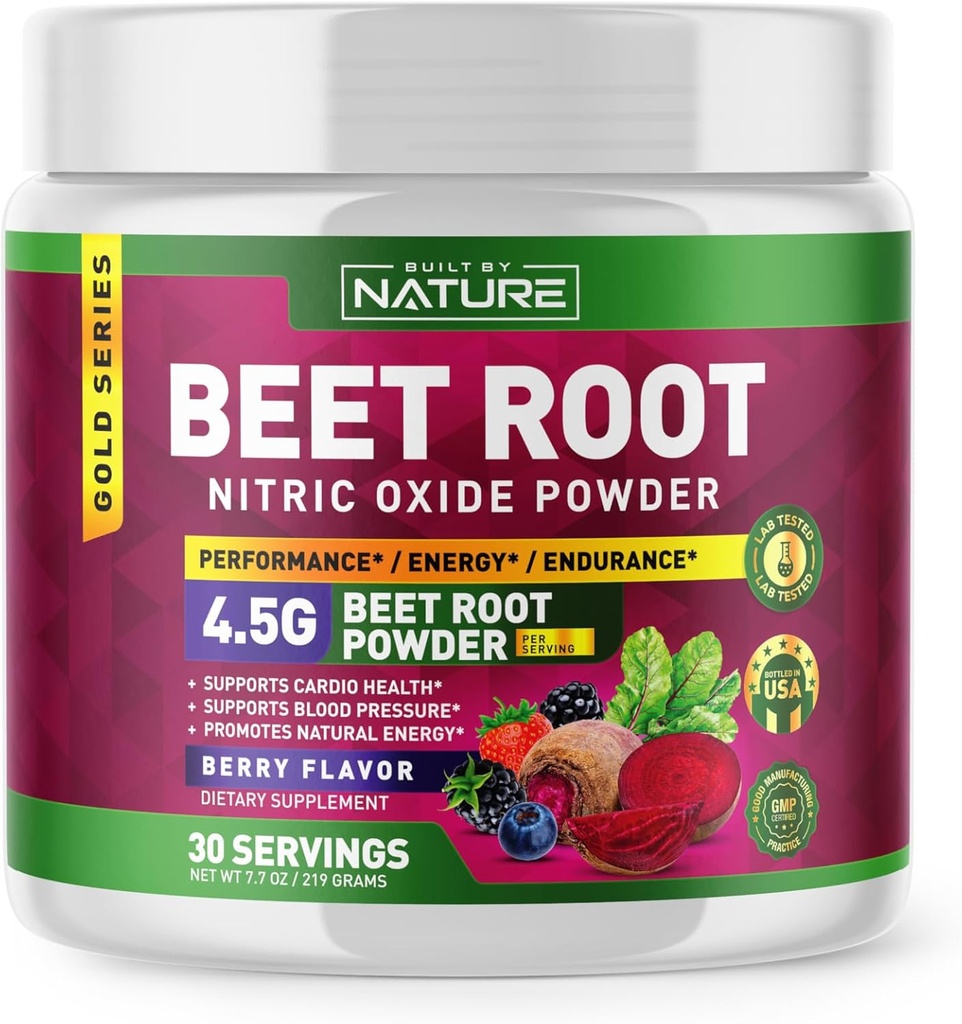 Řepné kořenové oxidy dusíku Supplement - Organic Beetroot Super Food Performance Booster for Circulation, Energy, Stamina, Blood Flow and Heart Health - Vegan, Non- GMO - Berry Flavor - 30 Služení