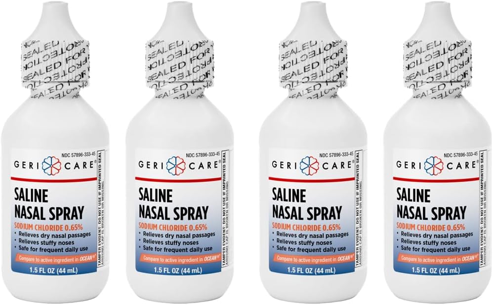 GeriCare Saline Nasal Spray 1, 5 FL OZ Moisturising Chlorid sodný 0, 65% (balení po 4)