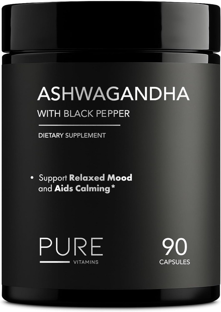 Organic Ashwagandha 1300mg s Black Pepper - Natural Stress Relief & Energy Support - 90 Vegan Kapsle - Mood & Adrenal Supplement - Non- GMO, Made in USA