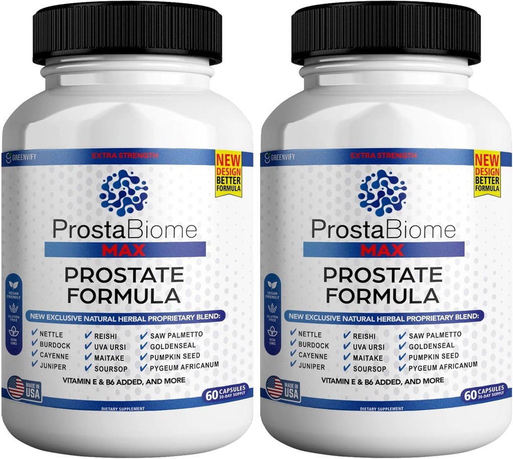 ProstaBiome Max Prostate Support Formule, Přírodní Bylinné míchání se Saw Palmetto, 60 Kapsle, 30denní dodávky (2)