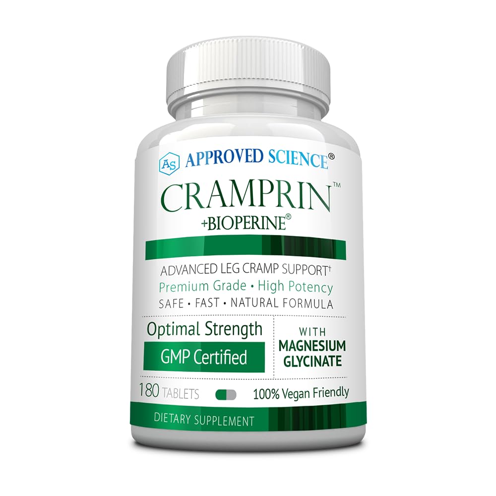 Schválený vědecký kramprin - vysoká absorpční hořčík, komplex vitaminu B, bioperin - 3 měsíční zásoba - 180 kapslí - Vegan
