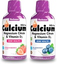 Bluebonnet Nutrition Liquid Calcium Citrát hořčíku Citrát, Vitamin D3- Bundle Blueberry Flavor a Jahodová Flavor, 2 Lahvička 16 Fl Oz Each (32 Fl Oz Celkem)