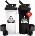 DAN RIVER 2-Balení Shaker Lahvička 124; 24oz Plastové Protein Shaker & Mixer 124; Twist & Lock Design pro Smoothies & Protein Mixes I124; Durable, Leak- Proof, Easy to Clean 124; Clear & Black Shaker Bottles for Gym
