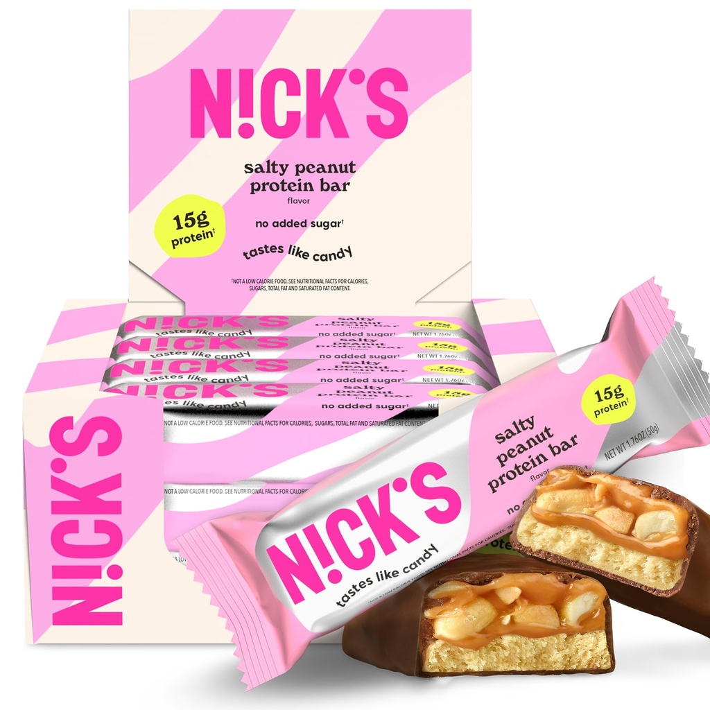 NICKS Protein Bary Čokoládové oříšky 124; 15g bílkoviny 124; 200 kalorií 124; Low Carb Keto Friendly Snacks No Add Sugar (Multipack 12 barů x 50g)