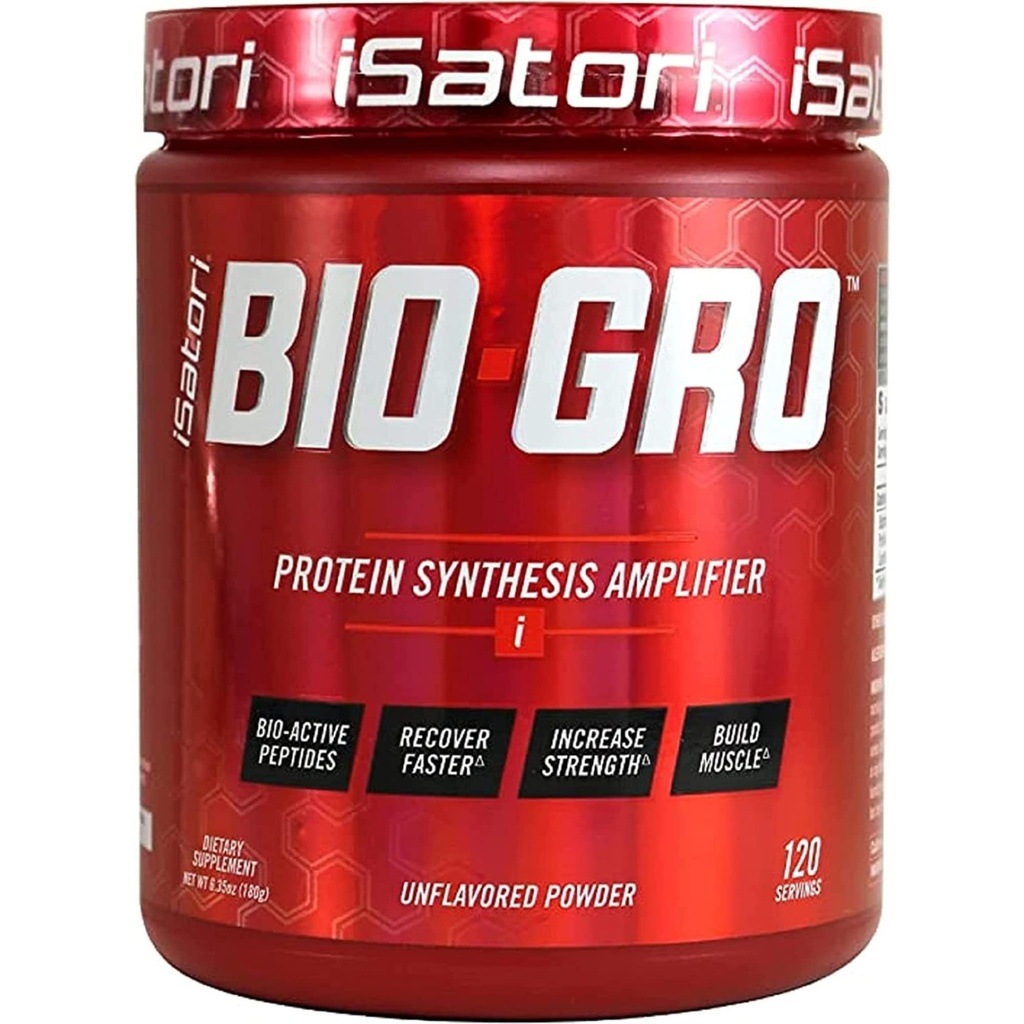 iSatori BIO- GRO protein Syntéza zesilovač, pro svalovou obnovu & růst, posílené stimulant Free-Workout & Colostrum dodatek s Bio- Aktivní Peptides- Neochucené (120 Služeb)