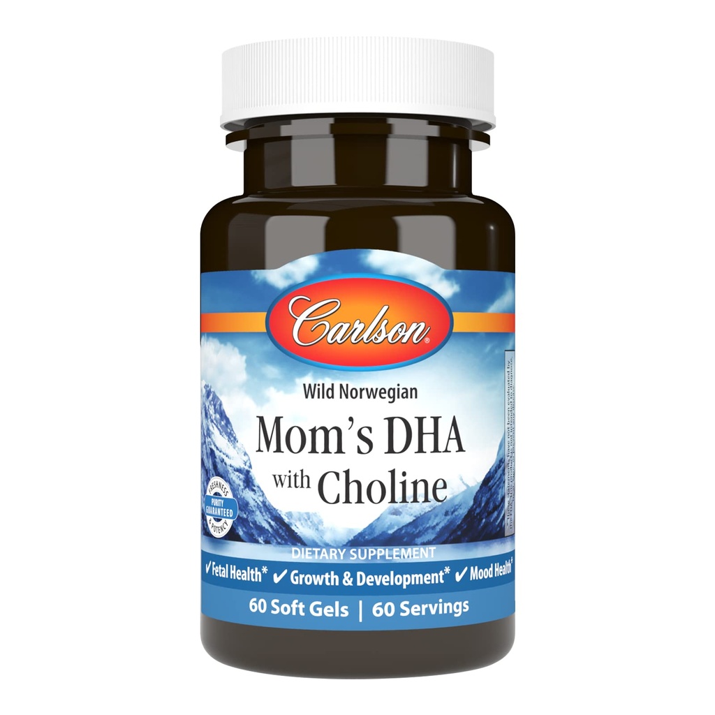 Carlson - Mámin DHA s Choline, 3: 1 DHA na EPA poměr nalezený v breast milk, růst a vývoj, 60 Softgels