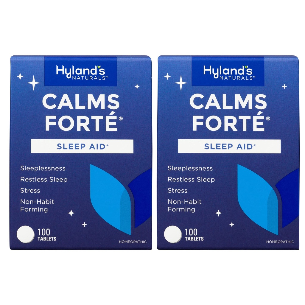 Hyland 's Calms Forte' Sleep Aid Tablets, Natural Relief of Nervous Tension and Occasional Sleepless, 100 Count (Pack of 2)