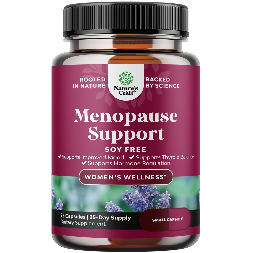 Kompletní bylinné menopauza dodatek pro ženy - Soy Free Female Hormon Balance Kapsle pro noční pocení Hot Flashes & Mood Swings s Dong Quai, Chaste Berry & Black Cohosh Root - 75 Hrabě Pack