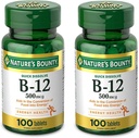 Nature 's Bounty vitamin B12, podporuje energetický metabolismus a nervový systém zdraví, 500mcg, Tablety, 100 Ct (Balení po 2)