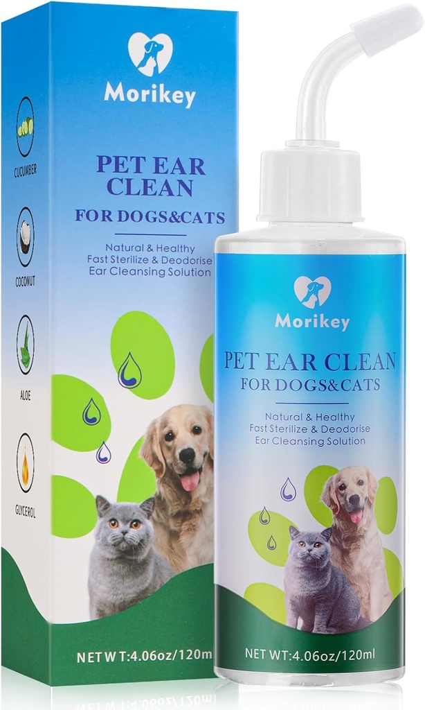 Pet Ušní čistící roztok pro psy a kočky, Nature Dog Ušní kapky pomáhají eliminovat zápach Soothe Itchiness - 4.06oz / 120ml