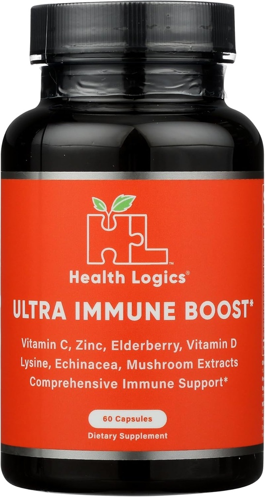 Zdravotní logika! Kapsle s vitaminem C, zinek, bezinky, vitamín D, lysin, Echinacea, a Houbová extrakt pro silnou antioxidační imunitní podporu, 60 Veggie Caps