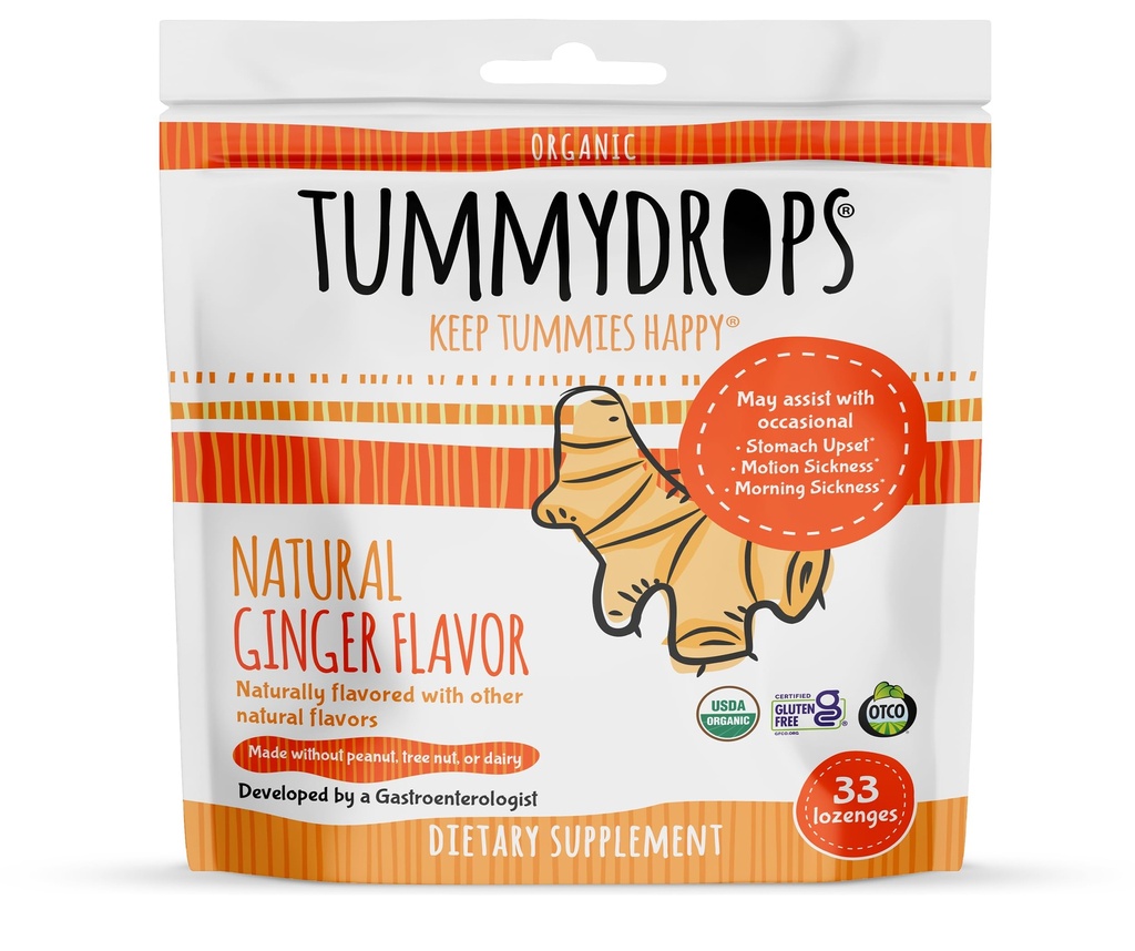 USDA Organic Natural Ginger Tummydrops, gluten Free & Vegan, 33 Individuálně zabalené kapky v resealable bag