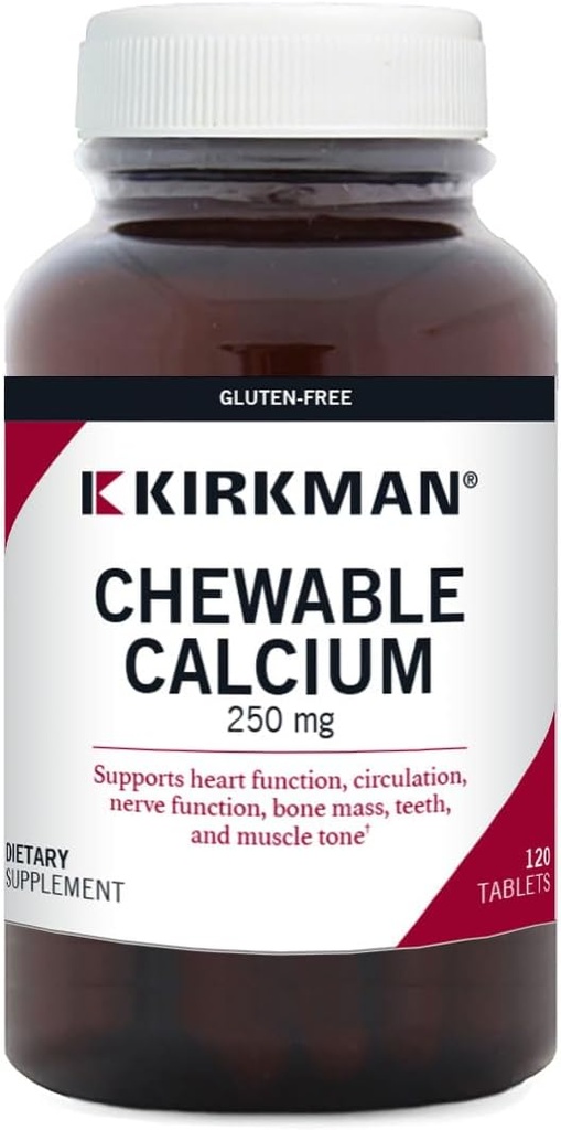 Kirkman - vápník 250mg s vitamínem D3- 120 tablety - esenciální minerály - pomáhá udržet silné kosti - hypoalergenní