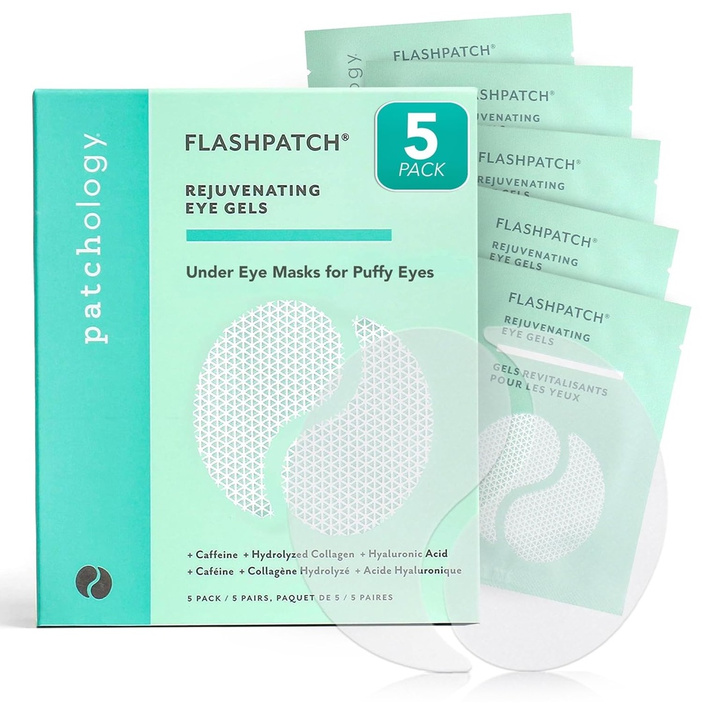 Patchology Under Eye Gel Patches - Přírodní masky očí pro loutkové oči, tmavé kruhy a oční tašky, uklidňující péče o pleť léčby pro všechny typy pleti, krása a osobní péče Essentials (5 páry)