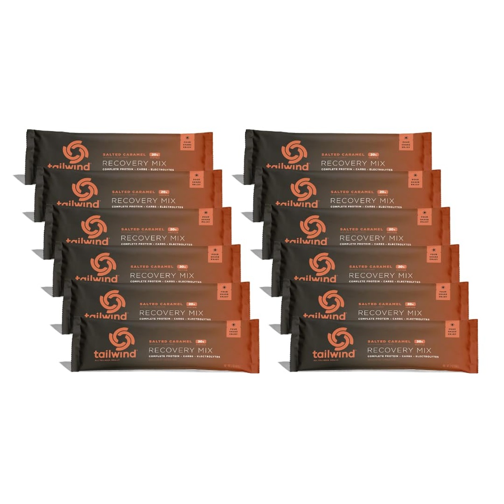 Tailwind Nutrition Recovery Mix, 20 Grams kompletní protein, karbohydráty, a Electrolytes Powder Drink Mix for Post- Workout, Free of Gluten, Soy, and Dairy, Vegan, 12 Servings, Slaný karamel