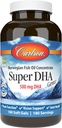 Carlson - Super DHA drahokamy, 500 mg DHA doplňky, 640 mg mastné kyseliny, Wild- chycen norský arctic Omega 3 doplněk rybího oleje, udržitelně sourced rybí olej kapsle, 180 Softgels