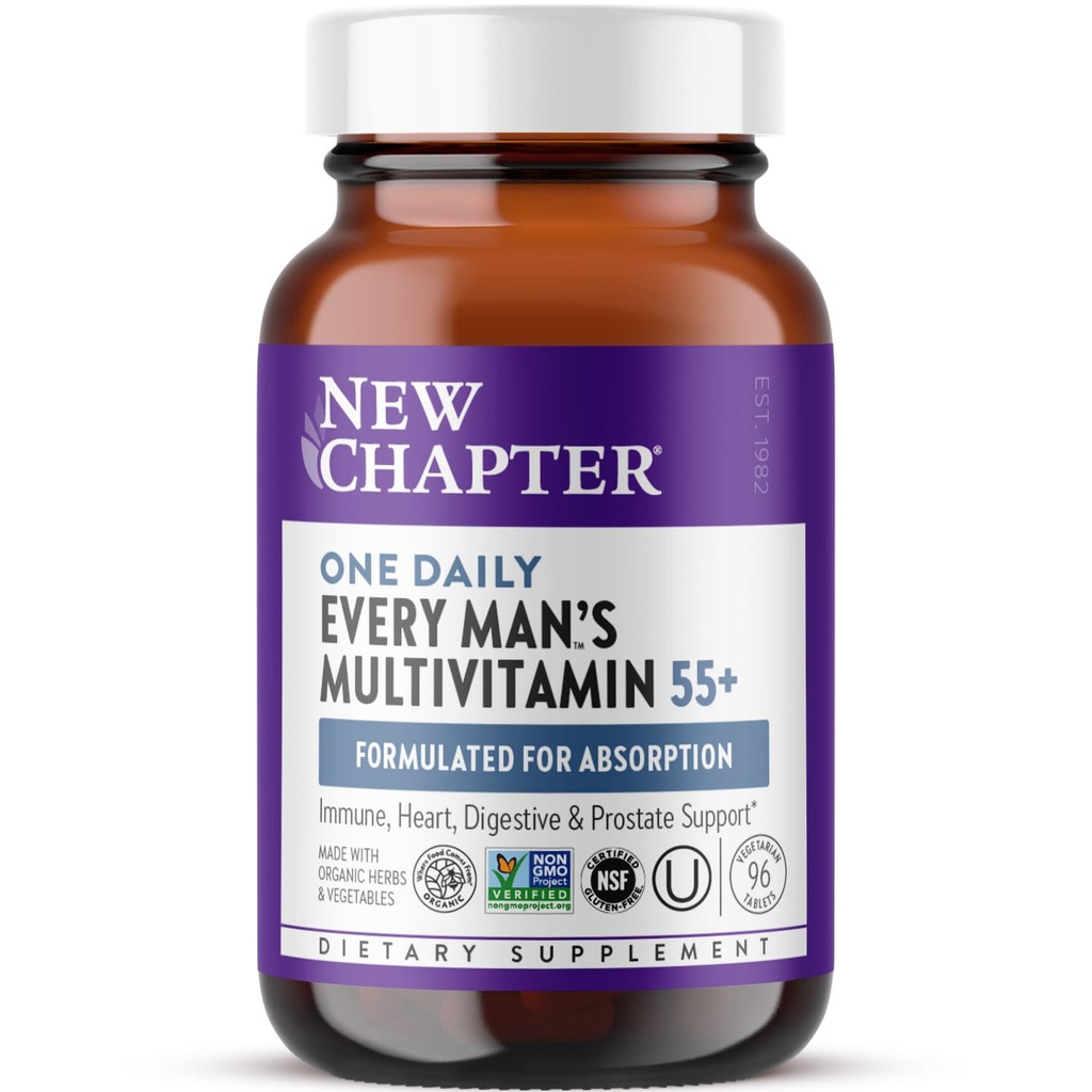 Nová kapitola Multivitamin 50 Plus pro mozek, srdce, stravovací, prostata a imunitní podpora s 20 + nutrienty + astaxanthin - každý muž je jednou denně 55 +, Gentle on The Stomach - 96 ct