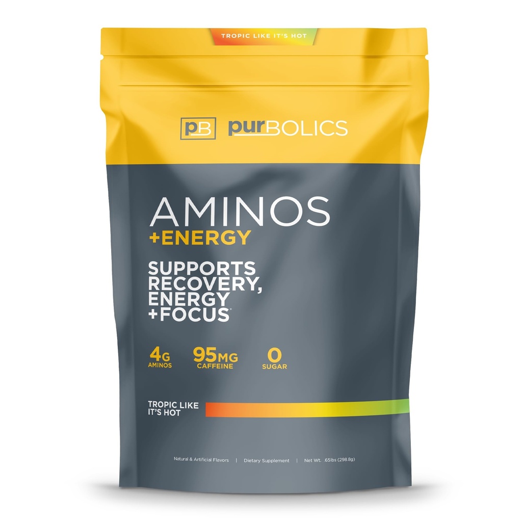 Purbolics Aminos + Energy PHARMAN124; Podporuje obnovu, Energy & Focus PHARMAN124; 95mg kofeinu, 0 Cukr & 60 Služeb (Tropic jako je to horké)