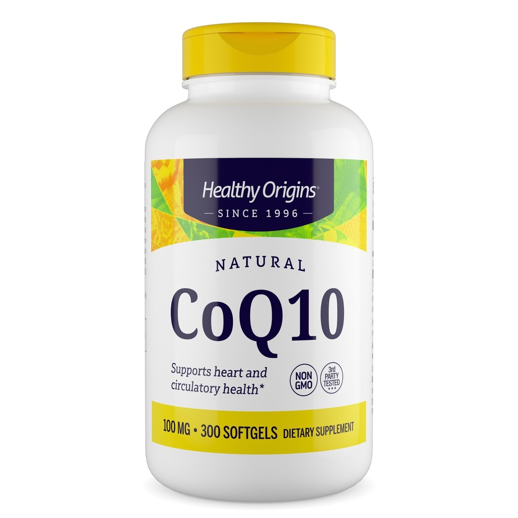 Zdravý původ ® CoQ10 100 mg - Natural Trans- Isomer Ubiquinone - kvašený fermentovaný, podporuje srdeční zdraví a buněčnou energii - Non- GMO 300 Softgels