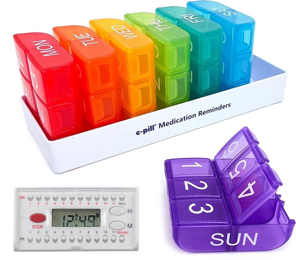 e- Pill 6 krát denně x 7 dní týdně Pill Organizátor, vitamín a medicína Pill Box Upomínka - s 6 Alarm Timer (White)