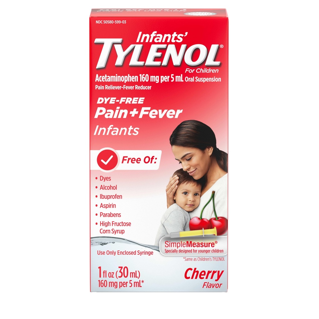 Tilenol pro kojence perorální suspenze tekutá medicína s acetaminofen, Baby Fever Reducer & Pain Reliever pro menšiny a páry, Sore Throat, Bolest hlavy & Teething Pain, Dye- Free Cherry, 1 fl. oz