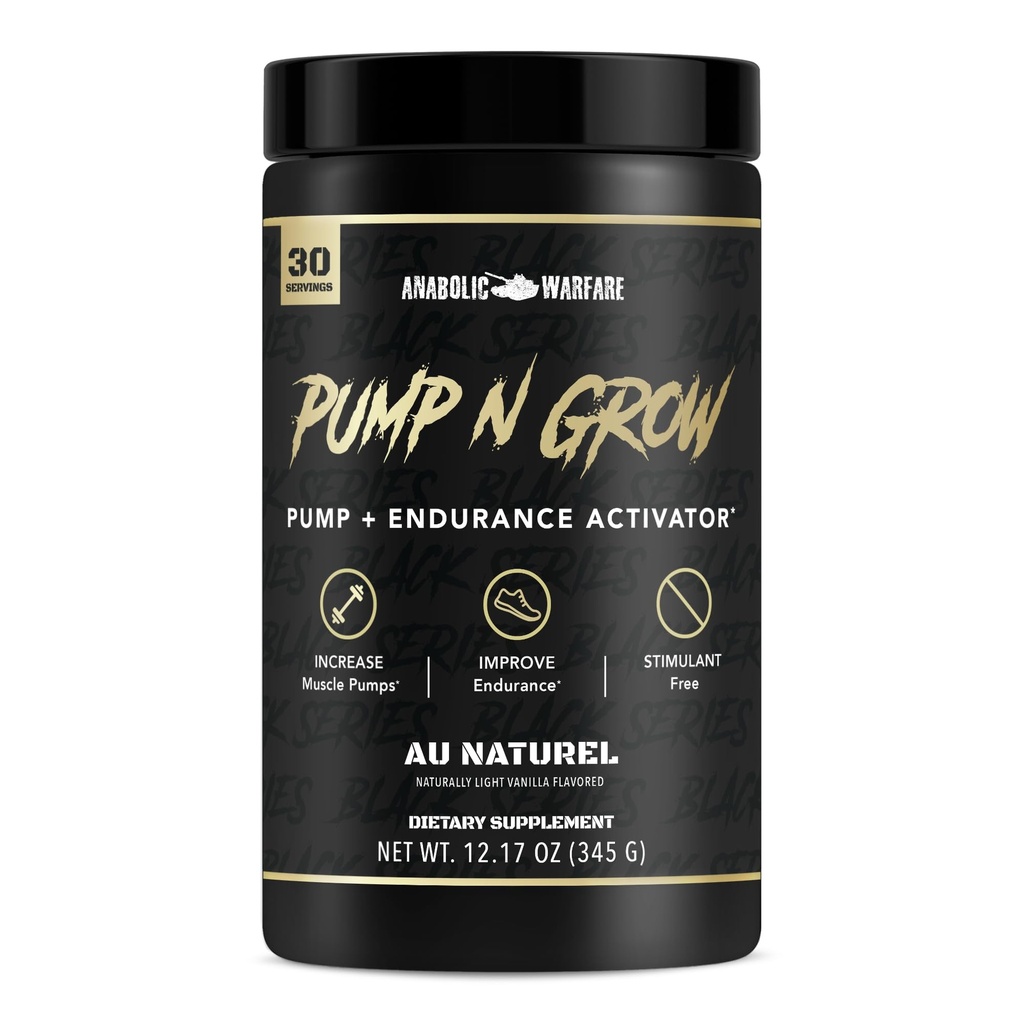 Anabolické Warfare Pump-N-Grow Muscle Pump Dodatek Kofein zdarma Pre Workout s L-Citruline, L-Arginin, Beta-Alanin (Au Naturel - 30 Služeb)