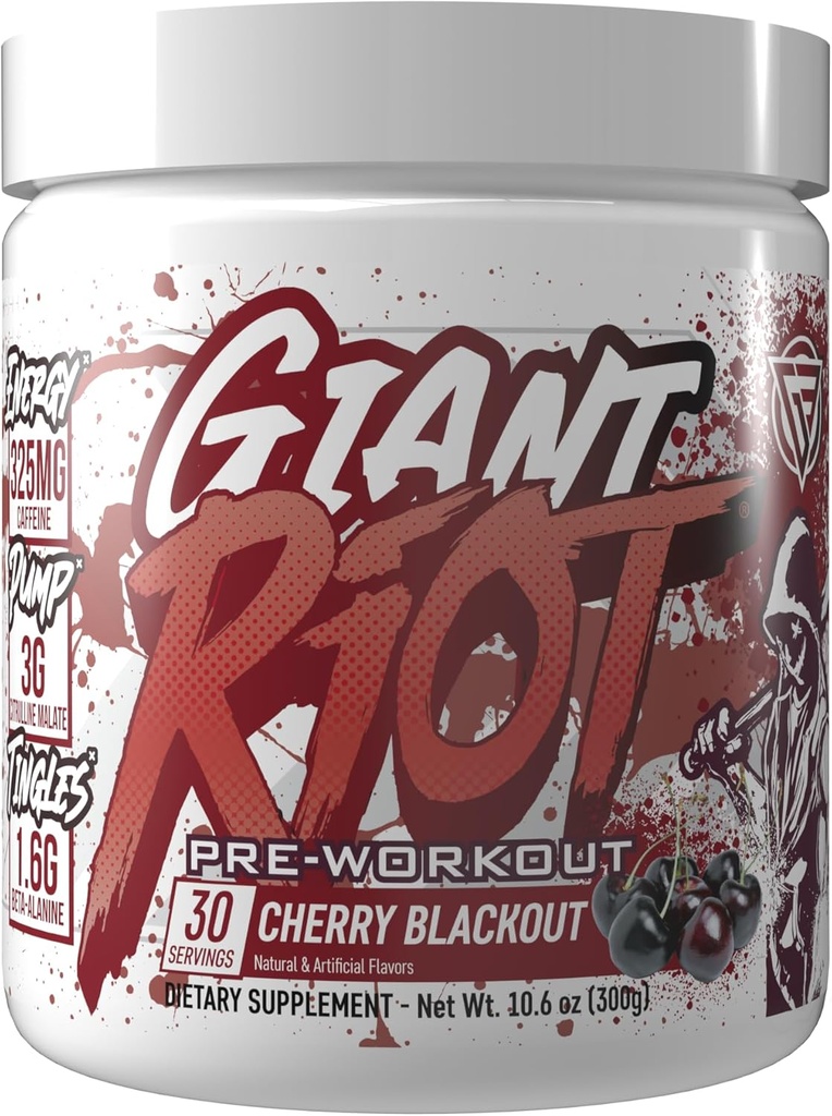 Giant Riot Pre- Workout Powder (30 Servings, Cherry Blackout)
