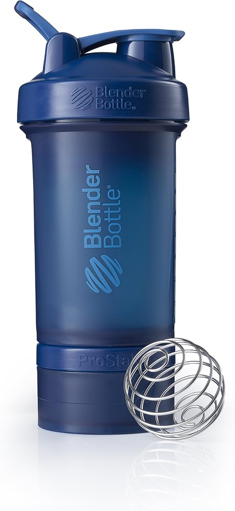 BlenderBottle Shaker Lahvička s Pořadatelem a skladováním proteinu Powder ProStak System, 22- Ounce, Navy