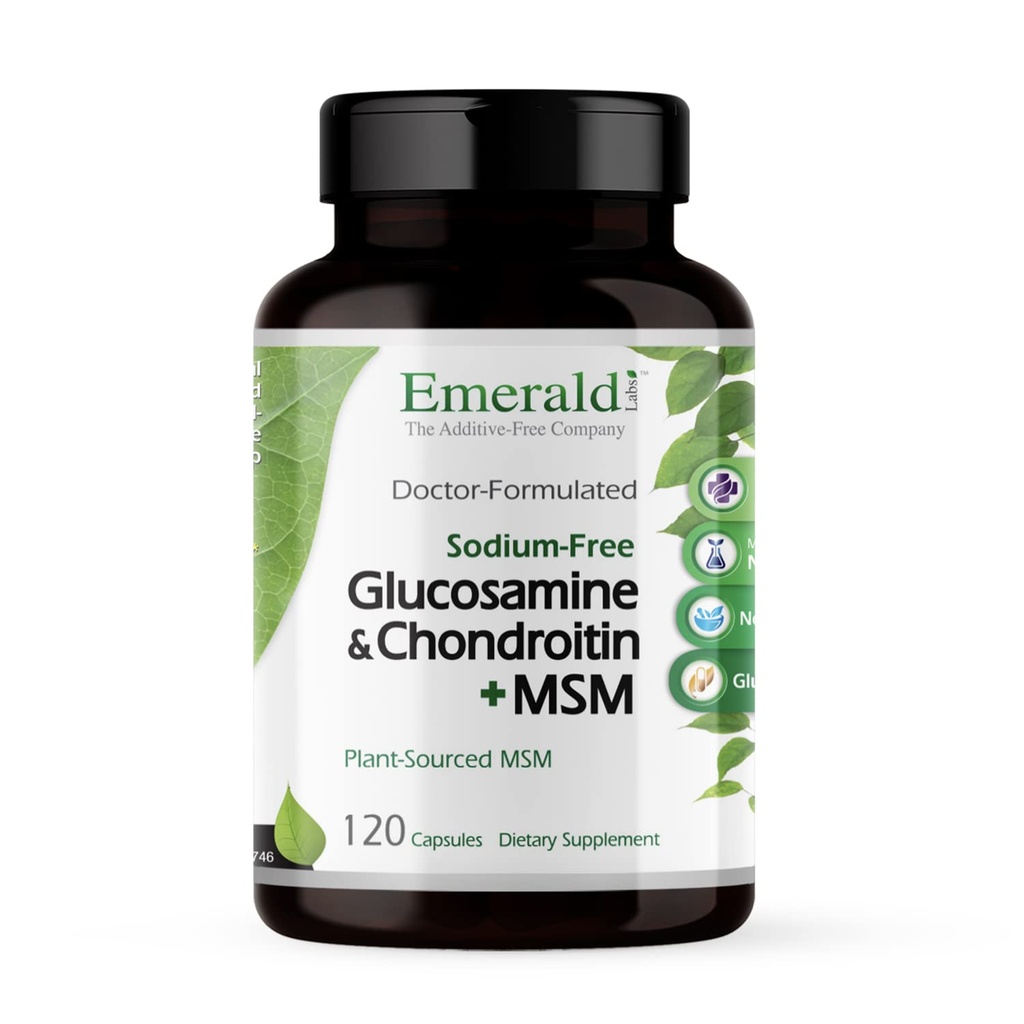 Emerald Labs Glucosamine & Chondroitin with MSM - Bone Health & Joint Health Supplement - Gluten- Free - 120 Kapsle (30- Day Supply)