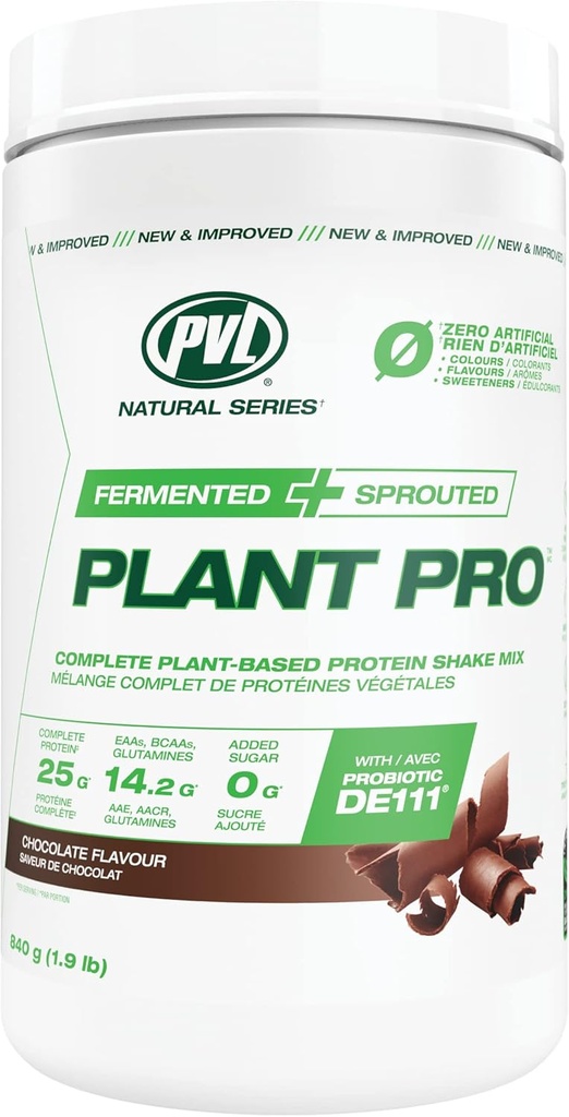 PVL Plant Pro, proteinový proteinový třepací mix s přidanými enzymy, přírodní čokoláda, 840 gramů