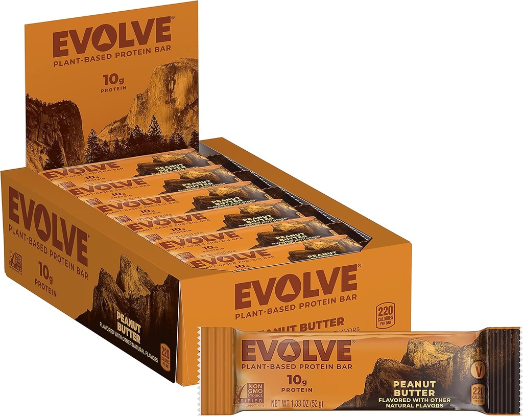 Evolve Plant Based Protein Bar, arašídové máslo, mléčné výrobky zdarma, žádné umělé příchutí, non-GMO, balení květen Vary, 10 g, 12 Počet (balení po 1)