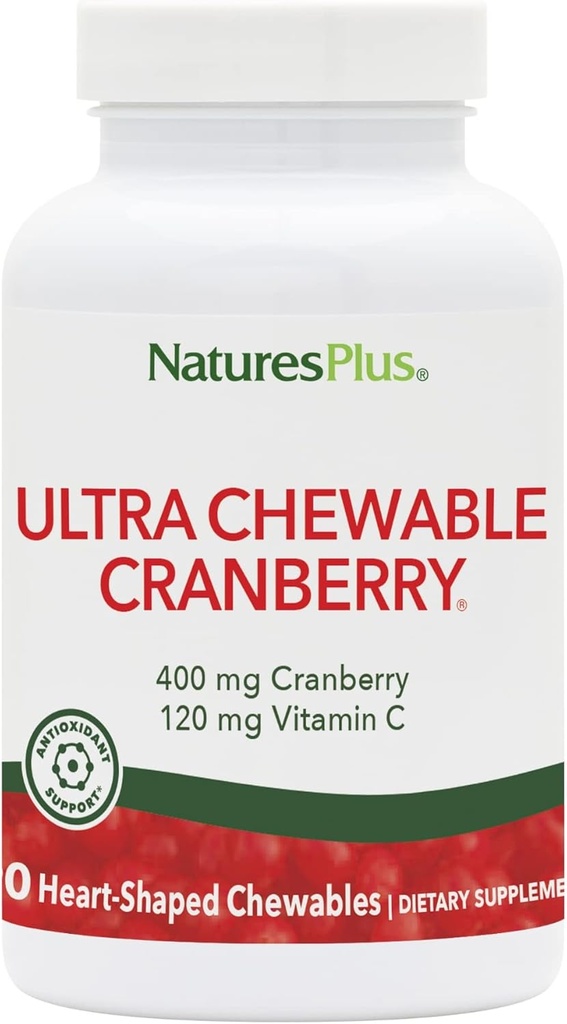 NaturesPlus Ultra Chewable Cranberry - 90 Love Berries Tablets, Pack of 2 - Promotes Urinary Tract Health - Non- GMO, Gluten Free - 90 Celkem Service