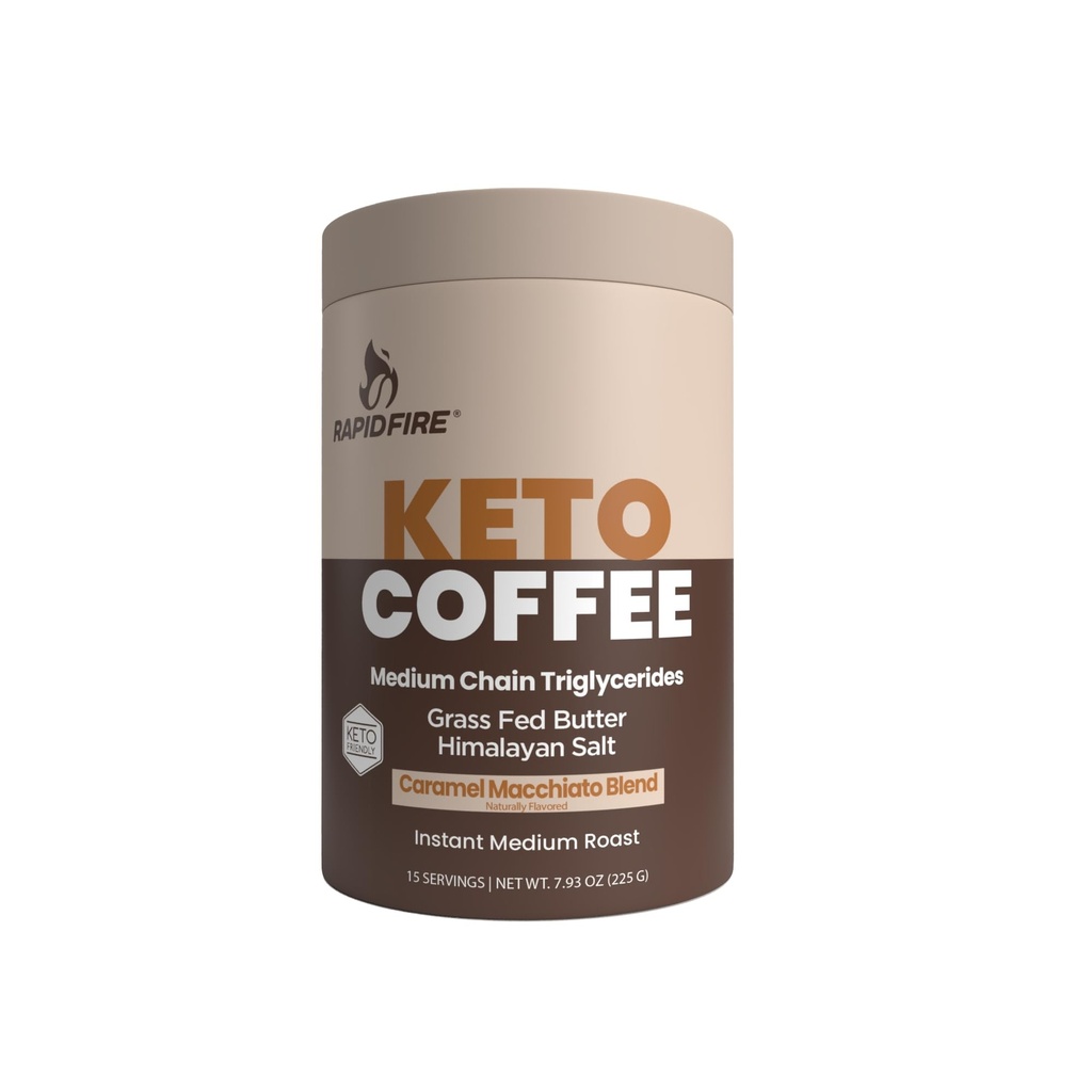 Rapidfire Keto Coffee Instant Coffee Mix, Karamel Macchiato Flavor, 7.93 Ounce (255g), 15 Servings