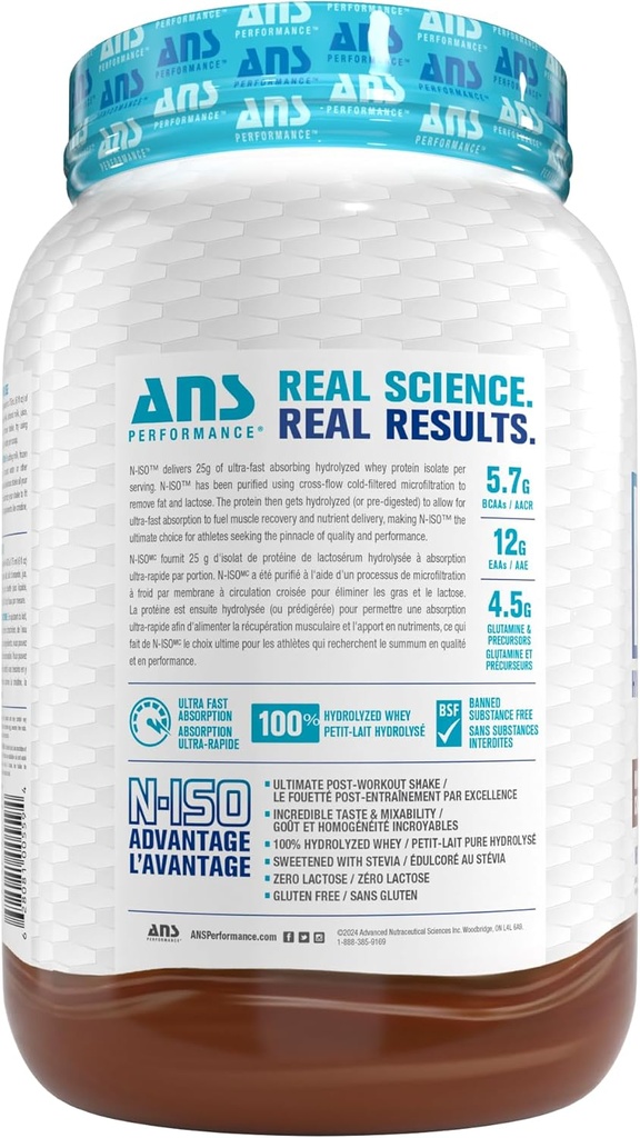 ANS Výkon 100% čistý hydrolyzovaný syrovátkový izolát protein + BCAA - 25 g proteinu - bez arašídů, bez glutenu, bez laktózy (mléčná čokoláda, 1,8 lb)