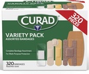 CURAD přitříděné obvazy Bulk Variety Pack 320 Počet 5 Styly včetně vodotěsné, Sheer, Plastové, Těžké Duty & Flex-Fabric First Aid Kit Essentials Chrání škrabky, Cuts & Burns